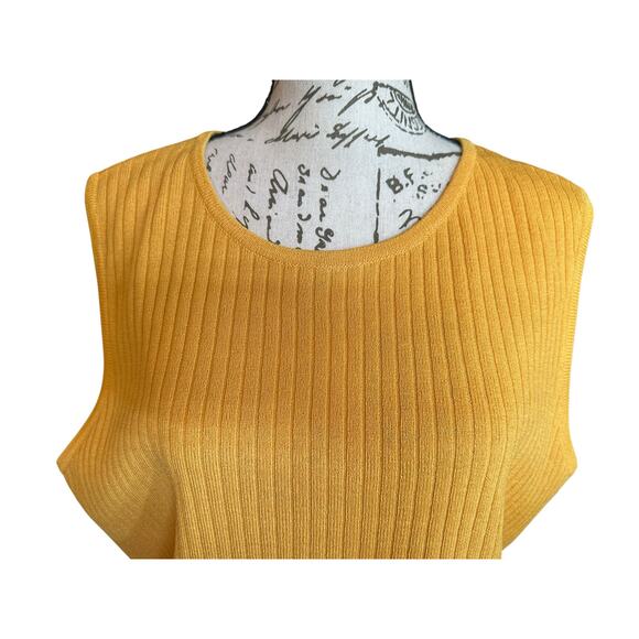 EUC St. John Collection Yellow Ribbed Knit Sleeveless Top Size L LuxuryFashion - Picture 3 of 8